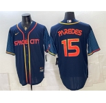 Men's Houston Astros #15 Isaac Paredes Navy City Connect Cool Base Stitched Jersey
