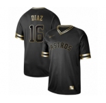 Men's Houston Astros #16 Aledmys Diaz Authentic Black Gold Fashion Baseball Jersey