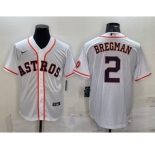 Men's Houston Astros #2 Alex Bregman White With Patch Stitched MLB Cool Base Nike Jersey