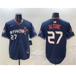 Men's Houston Astros #27 Jose Altuve Navy 2025 City Connect With Texas Patch Limited Stitched Baseball Jersey
