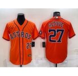 Men's Houston Astros #27 Jose Altuve Number Orange With Patch Stitched MLB Cool Base Nike Jersey