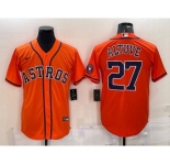 Men's Houston Astros #27 Jose Altuve Orange With Patch Stitched MLB Cool Base Nike Jersey