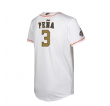 Men's Houston Astros #3 Jeremy Peña  White New Gold 2022 World Series Champions Stitched Cool Base Nike Jersey