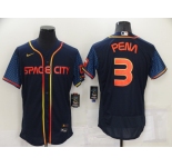 Men's Houston Astros #3 Jeremy Pena 2022 Navy Blue City Connect Flex Base Stitched Baseball Jersey