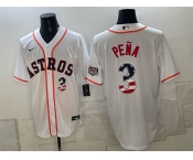 Men's Houston Astros #3 Jeremy Pena White USA 250 Fourth of July Home Stitched Baseball Jersey