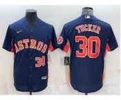 Men's Houston Astros #30 Kyle Tucker Number Navy Blue With Patch Stitched MLB Cool Base Nike Jersey