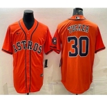 Men's Houston Astros #30 Kyle Tucker Orange With Patch Stitched MLB Cool Base Nike Jersey