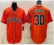 Men's Houston Astros #30 Kyle Tucker Orange With Patch Stitched MLB Cool Base Nike Jersey