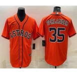 Men's Houston Astros #35 Justin Verlander Orange Stitched MLB Cool Base Nike Jersey