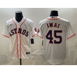 Men's Houston Astros #45 Tatsuya Imai White Cool Base Stitched Jersey