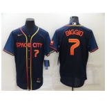 Men's Houston Astros #7 Craig Biggio Number 2022 Navy Blue City Connect Cool Base Stitched Jersey