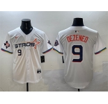 Men's Houston Astros #9 Zach Dezenzo White 2025 City Connect With Texas Patch Limited Stitched Baseball Jersey