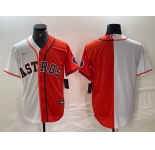 Mens Houston Astros Blank Orange White Split Stitched Baseball Jersey