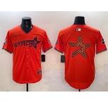 Men's Houston Astros Team Big Logo Orange 2025 City Connect With Texas Patch Limited Stitched Baseball Jersey