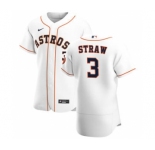 Men's Nike Houston Astros #3 Myles Straw White Home 2020 Authentic Player Baseball Jersey