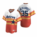 Men's Nike Houston Astros #35 Justin Verlander White Orange Cooperstown Collection Home Stitched Baseball Jersey