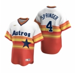 Men's Nike Houston Astros #4 George Springer White Orange Cooperstown Collection Home Stitched Baseball Jersey