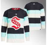 Men Seattle Kraken Blank 2024 Deep Sea Blue Winter Classic Stitched Jersey