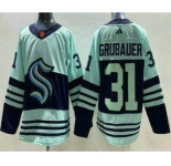 Men's Seattle Kraken #31 Philipp Grubauer Light Green 2022 Reverse Retro Authentic Jersey