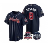 Men's Atlanta Braves #8 Eddie Rosario 2021 Navy World Series With 150th Anniversary Patch Cool Base Stitched Jersey