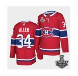 Men's Adidas Canadiens #34 Jake Allen Red Road Authentic 2021 Stanley Cup Jersey