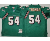 Men's Miami Dolphins #54 Zach Thomas Aqua Throwback Stitched Football Jerse