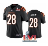 Men's Cincinnati Bengals #28 Joe Mixon Black 2022 Super Bowl LVI Vapor Limited Stitched Jersey
