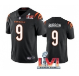 Men's Cincinnati Bengals #9 Joe Burrow Black 2022 Super Bowl LVI Vapor Limited Stitched Jersey