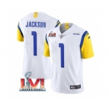 Men's Los Angeles Rams #1 Desean Jackson White 2022 Super Bowl LVI Vapor Limited Stitched Jersey