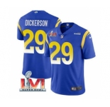 Men's Los Angeles Rams #29 Eric Dickerson Royal 2022 Super Bowl LVI Vapor Limited Stitched Jersey