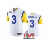 Men's Los Angeles Rams #3 Odell Beckham Jr. White 2022 Super Bowl LVI Vapor Limited Stitched Jersey