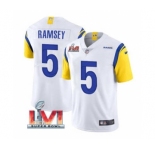 Men's Los Angeles Rams #5 Jalen Ramsey White 2022 Super Bowl LVI Vapor Limited Stitched Jersey