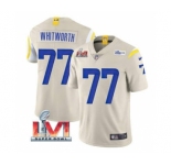 Men's Los Angeles Rams #77 Andrew Whitworth Bone 2022 Super Bowl LVI Vapor Limited Stitched Jersey