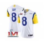 Men's Los Angeles Rams #8 Matt Gay White 2022 Super Bowl LVI Vapor Limited Stitched Jersey