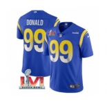 Men's Los Angeles Rams #99 Aaron Donald Royal 2022 Super Bowl LVI Vapor Limited Stitched Jersey