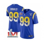 Men's Los Angeles Rams #99 Aaron Donald Royal 2022 With C Patch Super Bowl LVI Vapor Limited Jersey