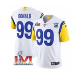 Men's Los Angeles Rams #99 Aaron Donald White 2022 With C Patch Super Bowl LVI Vapor Limited Jersey