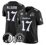 Men's Washington Commanders #17 Terry McLaurin Black 4-star C Patch & 75TH Patch 2026 F.U.S.E. Hail Raiser Alternate Vapor Limited Stitched Football Jersey