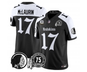 Men's Washington Commanders #17 Terry McLaurin Black White 4-star C Patch & 75TH Patch 2026 F.U.S.E. Hail Raiser Alternate Vapor Limited Stitched Football 