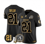 Men's Washington Commanders #21 Sean Taylor Black Gold 75TH Patch &21 Patch 2026 F.U.S.E. Hail Raiser Alternate Vapor Limited Stitched Football Jersey