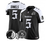 Men's Washington Commanders #5 Jayden Daniels  Black White 75TH Patch 2026 F.U.S.E. Hail Raiser Alternate Vapor Limited Stitched Football Jersey