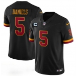 Men's Washington Commanders #5 Jayden Daniels Black With 2-Star C Patch F.U.S.E. Hail Raiser Alternate Vapor Limited Football Stitched Jersey