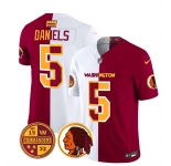Men's Washington Commanders #5 Jayden Daniels Red White Split 2026 F.U.S.E. Vapor Limited Football Stitched Jersey