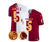 Men's Washington Commanders #5 Jayden Daniels Red White Split 2026 F.U.S.E. Vapor Limited Football Stitched Jersey