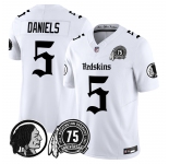 Men's Washington Commanders #5 Jayden Daniels White 75TH Patch 2026 F.U.S.E. Hail Raiser Alternate Vapor Limited Stitched Football Jersey