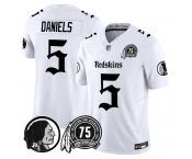 Men's Washington Commanders #5 Jayden Daniels White 75TH Patch 2026 F.U.S.E. Hail Raiser Alternate Vapor Limited Stitched Football Jersey