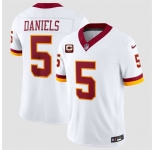 Men's Washington Commanders #5 Jayden Daniels White With 2-Star C Patch F.U.S.E. Throwback Vapor Limited Football Stitched Jersey