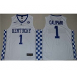Kentucky Wildcats #1 John Calipari White Basketball Elite Stitched NCAA Jersey