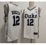 Men's Duke Blue Devils #12 Cameron Boozer White Stitched Basketball Jersey