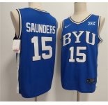 Men's Duke Blue Devils #15 Richie Saunders Blue Stitched Basketball Jersey